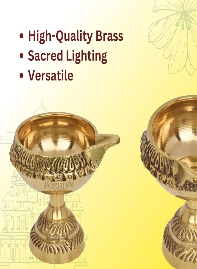 POSHIFY Kuber Brass Diya (Pack of 2) - Handcrafted Traditional Indian Oil Lamp for Puja, Home Decor, and Festival Celebrations - Image 4